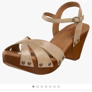 Beige Ankle-Strap Platform Sandals for Women